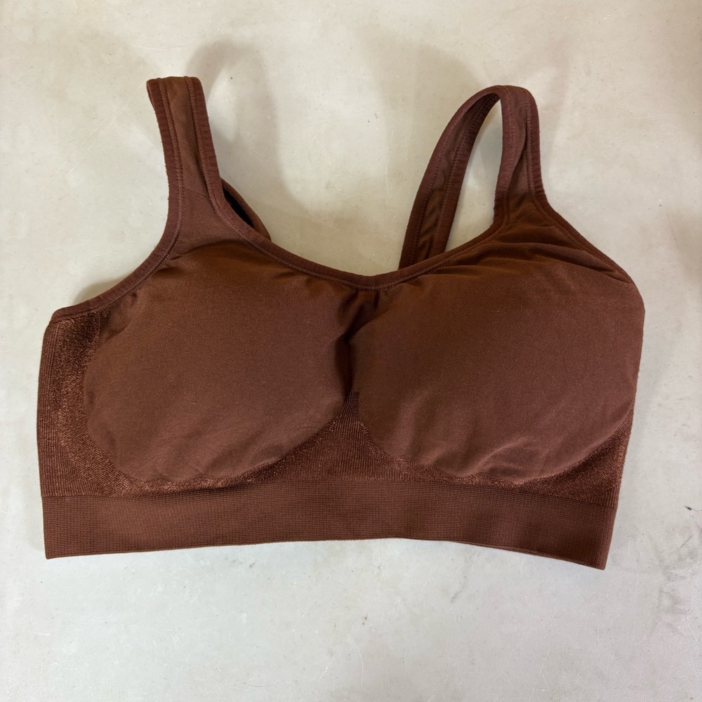Shapermint Truekind Daily Comfort Wireless Shaper Bra Medium Chocolate Brown